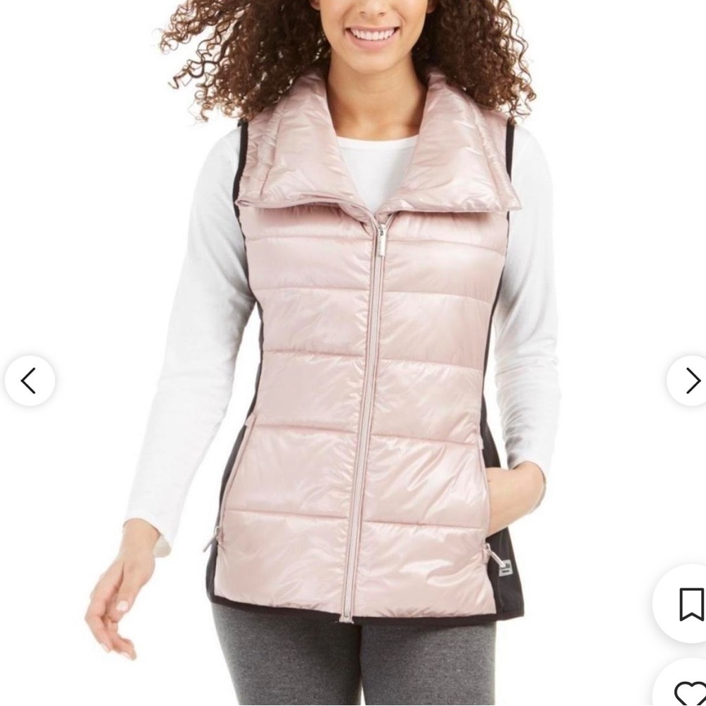 Calvin Klein Performance Women’s Puffer Pink & Black Zip Up Vest Size XS.